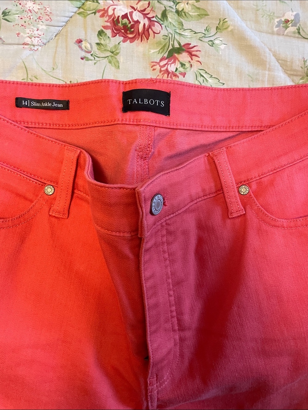 Talbots Slim Ankle Jeans in Coral Pink - Picture 4 of 4